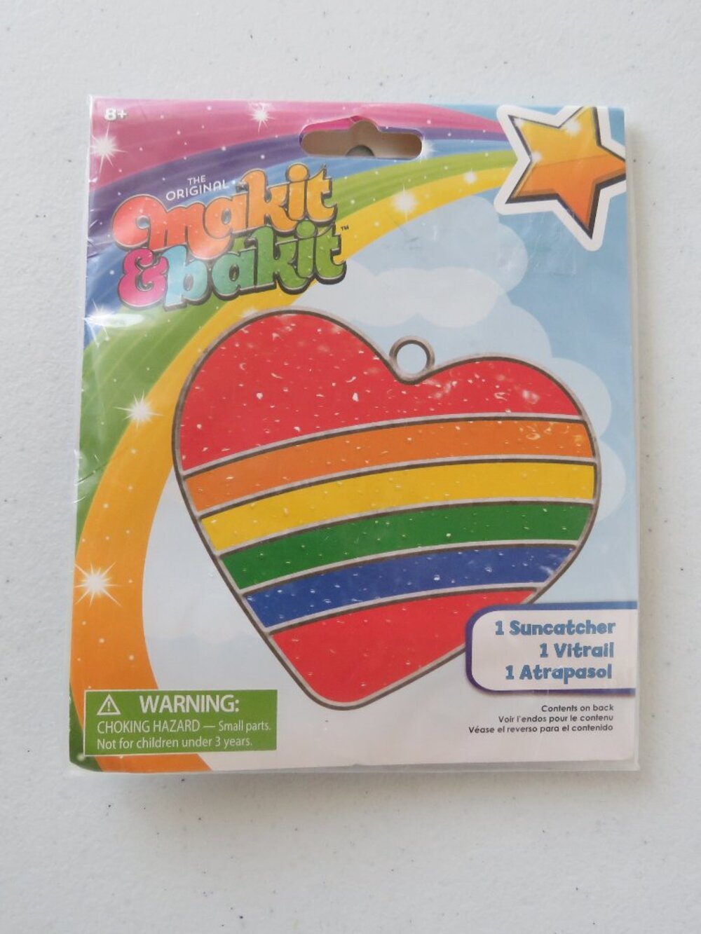 Makit & Bakit Rainbow Heart Stained Glass Kids Suncatcher Kit DIY